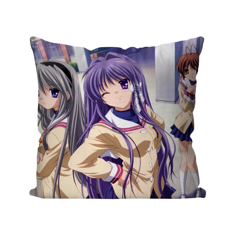Japansk Anime Clannad Kuddfodral Fyrkantig Kudde Sovrum Soffa Fritid Komfortkudde Bil Vardagsrum Heminredning 40X40