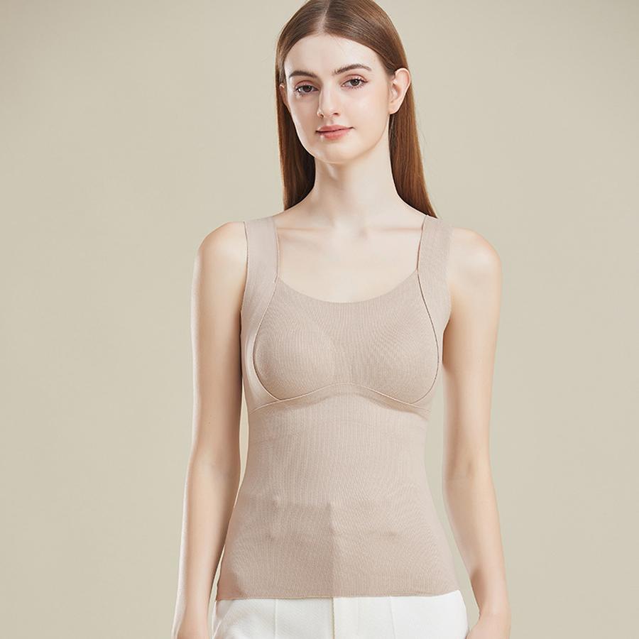 

Winter Fleece Warm Vest Women s Wool Mulberry Silk Fleece Thick Heated Seamless Underwear with Chest Pad L хакі