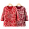 Elderly Women's Round Neck Spring/Autumn Shirt - Grandma Style