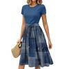 Mote Dame Casual Belte Kortermet Rund Hals Geometrisk Trykk Spleiset Elegant Temperament Kjoler