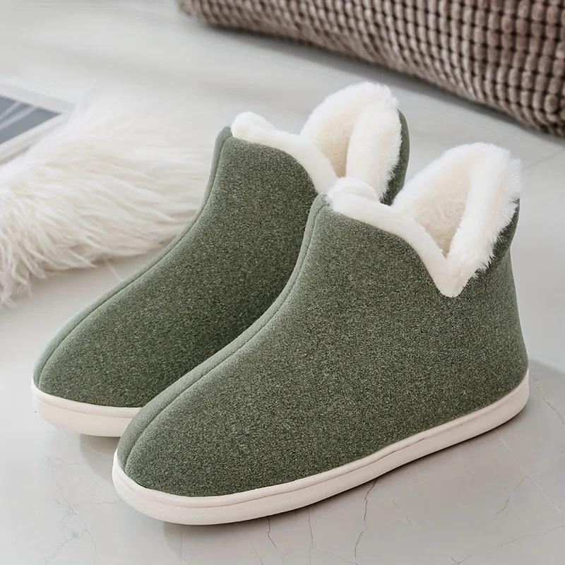 

Зимние однотонные плюшевые тапочки с подкладкой, теплые тапочки на плоской подошве, ботинки, теплые домашние тапочки, женская обувь 40