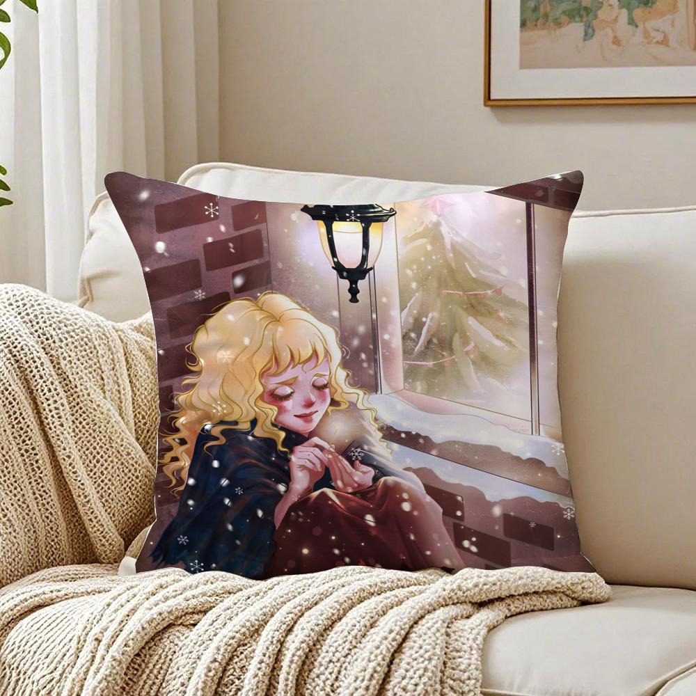 Story The Iittle Match Girl Illustration Art Cushion Cover Pillowcase Antidustmite living Room Sofa Decor Cushion Room