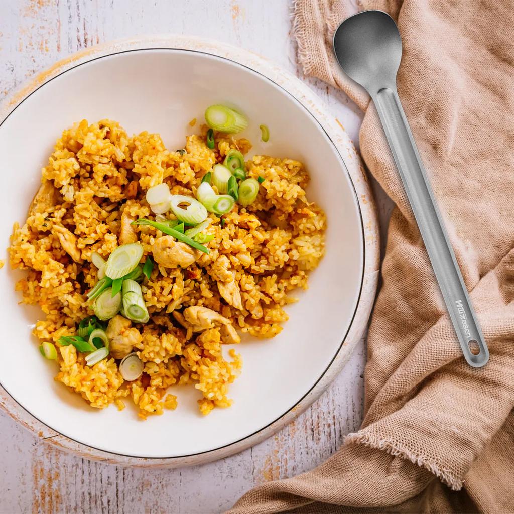 2 szt. Ti Długi Uchwyt Sztućce Łyżka i Spork Zestaw na Kemping na Zewnątrz Wędrówki Piknik