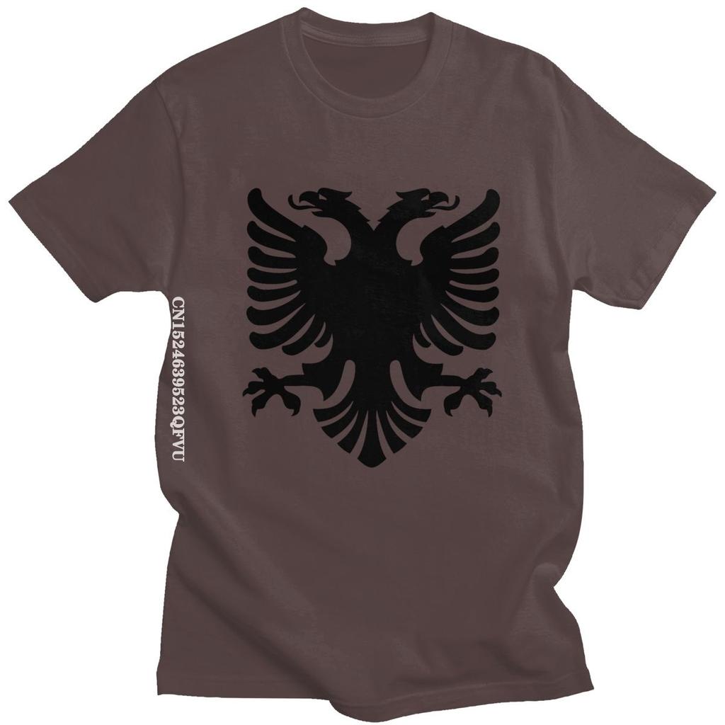 Flag Of Albania Eagle Tshirts Men Cotton Albanian Pride Tee Tops Round Neck Kawaii T Shirt Streetwear Men Casual Tshirt