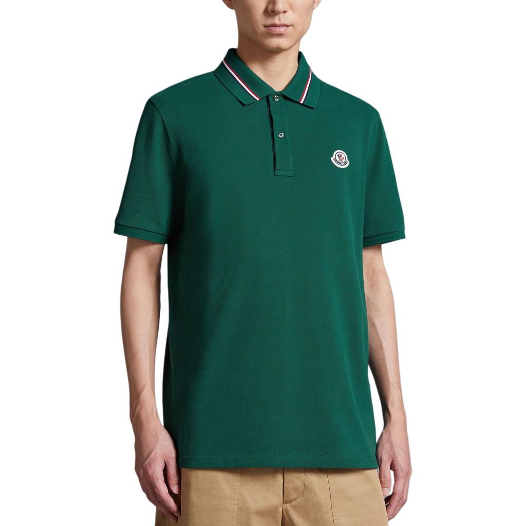 Moncler Maglietta Polo da Uomo a Vestibilità Larga Comoda con Logo Verde Oliva J10918A0002189A16875
