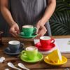 Thickened Ceramic Coffee Cup Set 80ML Italian Espresso Cup Plate Small Cup Colorful with Plate Spoon Drinkware