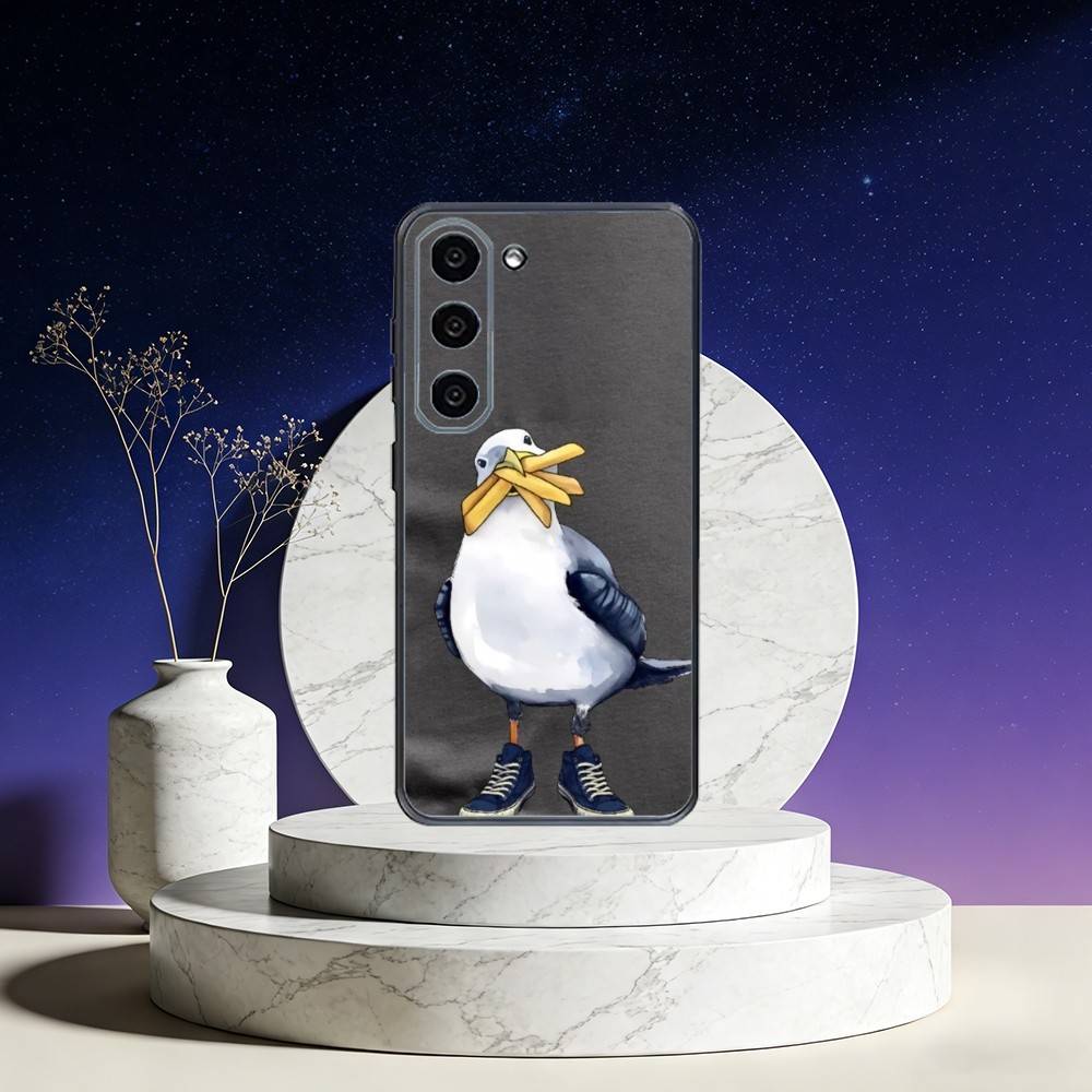 Funny S-Seagull Phone Case For Samsung Galaxy A73,A72,A71,A70,A53,A52,A51,Others Soft Black Cover