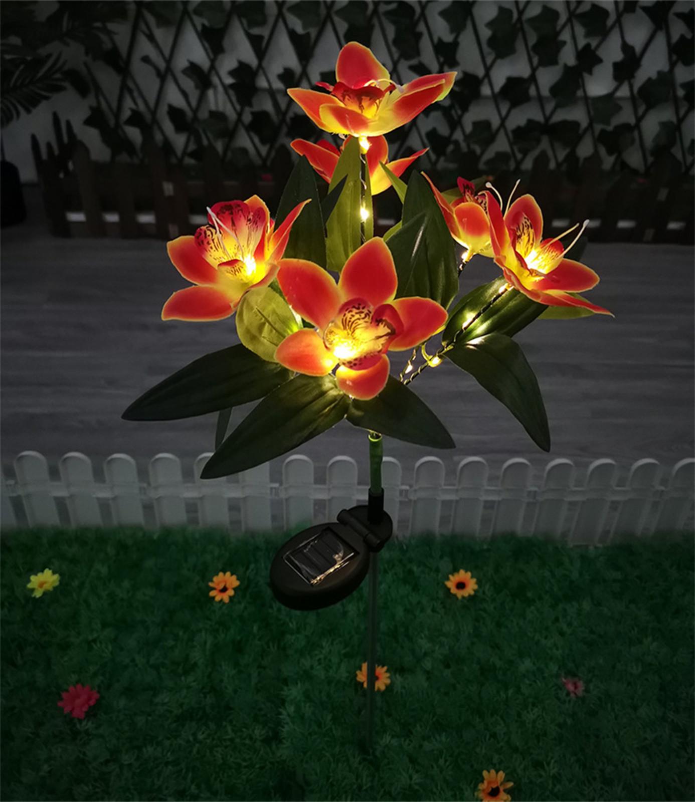 Solar Flowers Decorative Lights, Outdoor Garden Flower Lights, Solar Stake Lights Home Decor One Size оранжевый