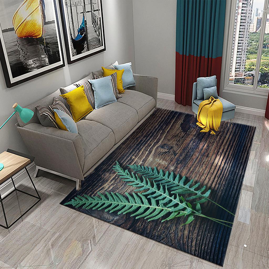 3D Palm Leaf Carpet Green Tropical Plants Rugs Kitchen Bathroom Anti-Slip Door Mats Carpet Living Room Bedroom Decor Floor Rugs