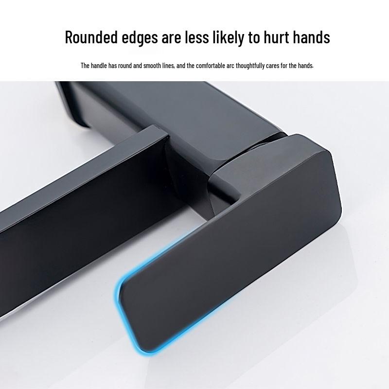 Robinet de salle de bain noir et argent en acier inoxydable pour eau chaude et froide