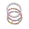3-piece set of Bohemian style colorful rice beads mixed with smiling face pearls, multiple layered women's anklets