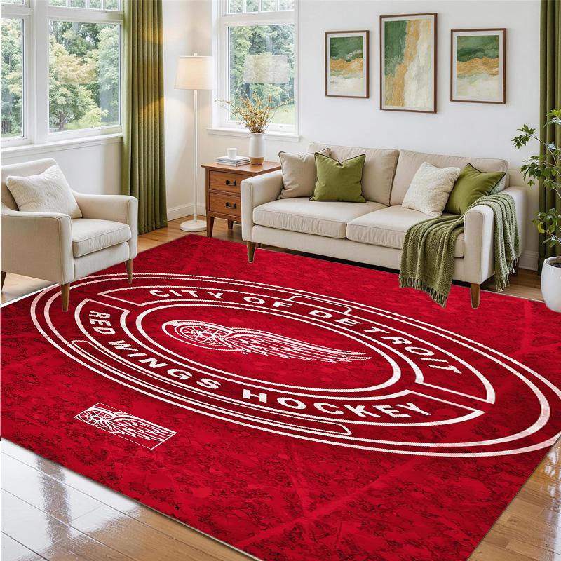 Detroit Red Wings Design Kristall-Samt-Teppich Weich Dekorative Matte für Schlafzimmer Eingang