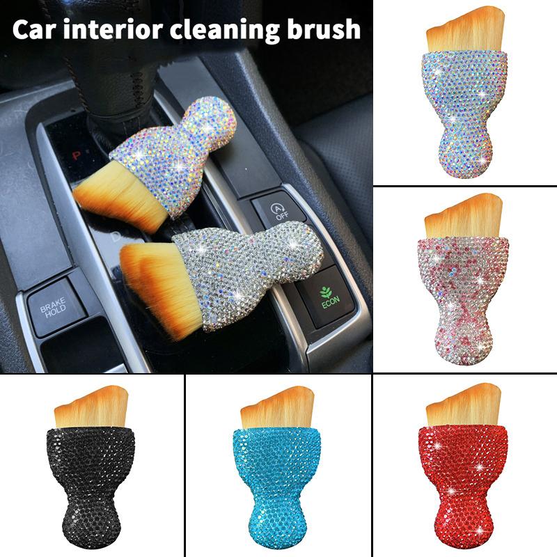 Bling Diamond Car Interior Dust Sweeping Soft Brush Car Washing Tool Keyboard Gap Car Dust Brush Out Trend Cleaning Brush