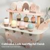 Pretend Ice Cream Cart Wheeled Wooden TwoLevel Play Treats Set for Kids