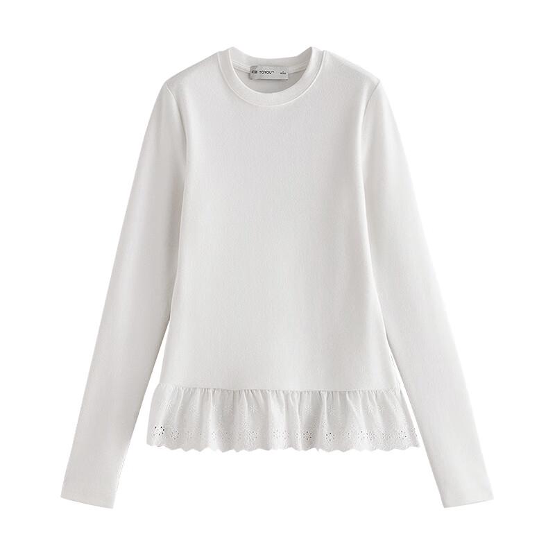 Women's Faux Cashmere Lace Spliced Thermal Long-Sleeve Top