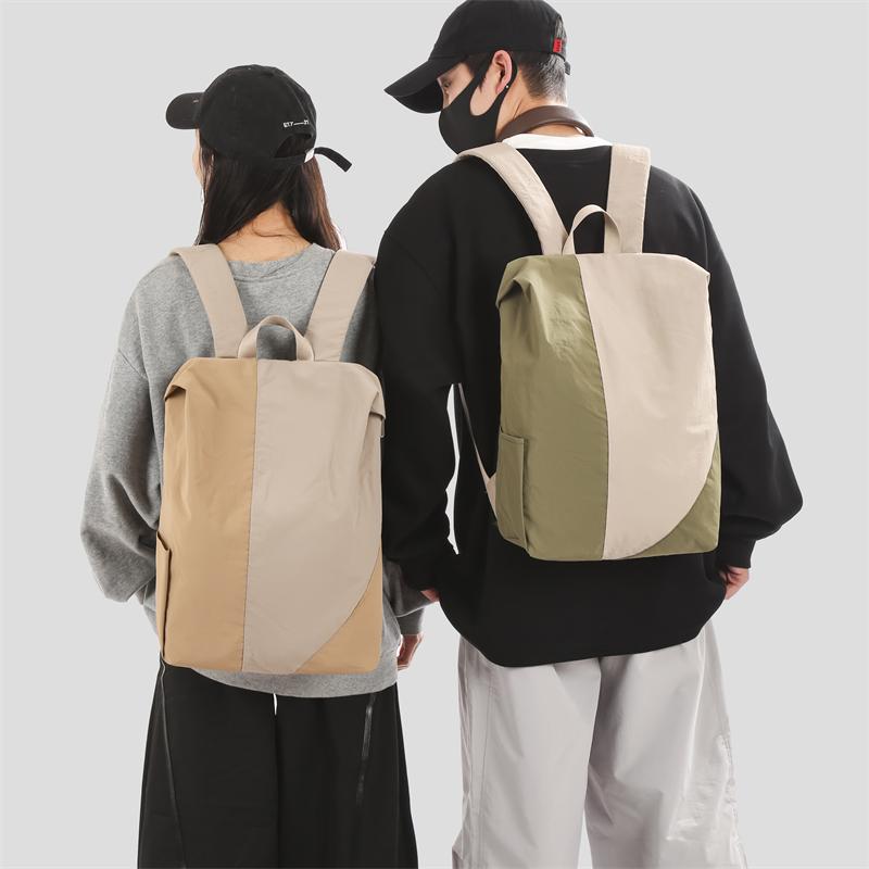 Stitching Contrast Backpack Unisex Waterproof Backpack Travel Bag