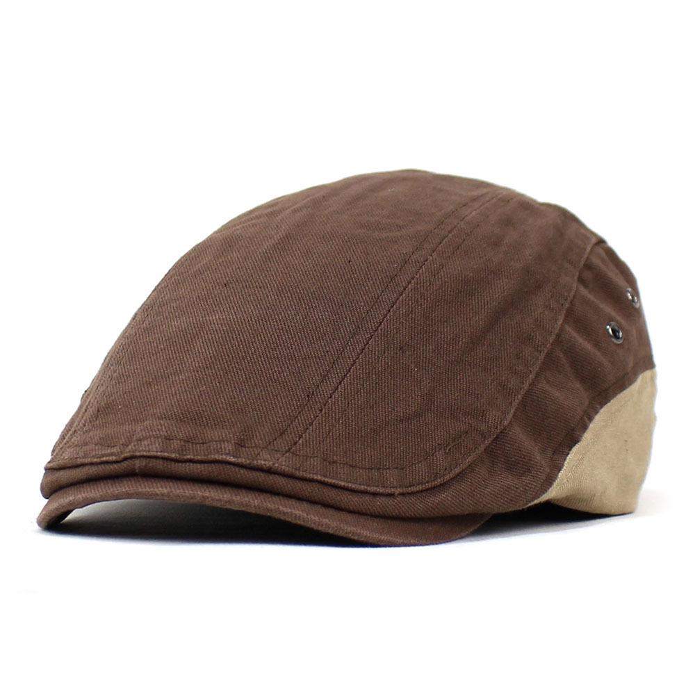 

Men s cotton solid color hat gas eye summer outdoor cap leisure travel visor beret M（56-58cm） темно-коричневого кольору