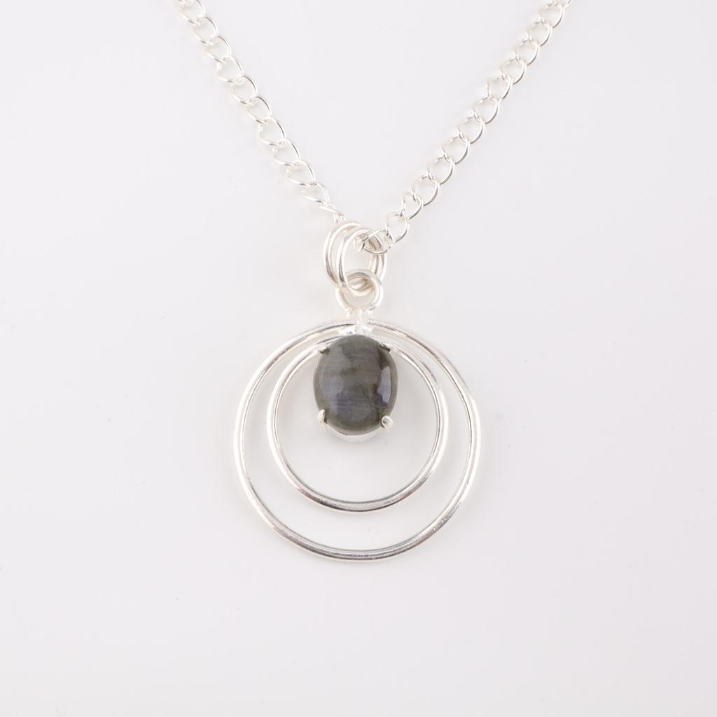 Labradorite Gemstone 925 Sterling Silver Jewelry Handmade Pendant 1.65" For Her PP-61-35