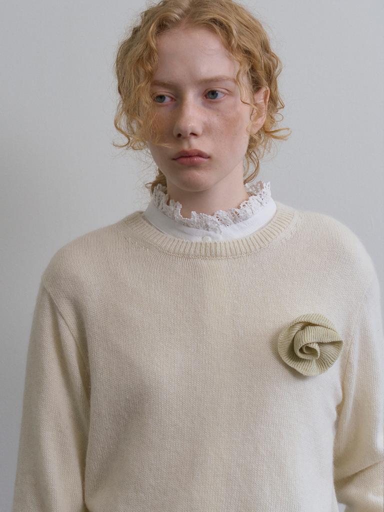 TINKNIT Alpaca Heartline Knit_Cream