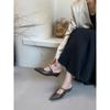 Summer new silver outer wear bag head half slippers light mouth pointed head wedge heel middle heel fitting room shoes new products