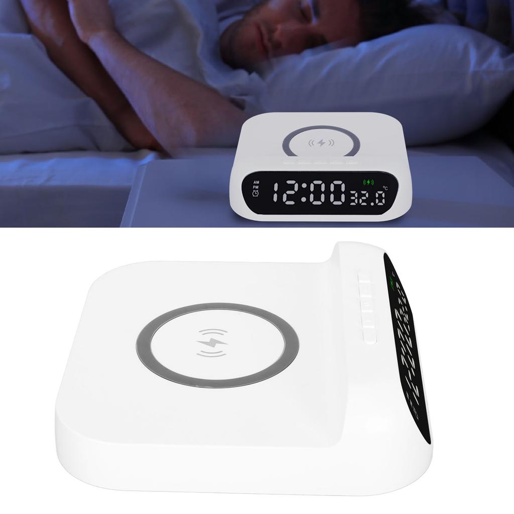 Wireless   Alarm Clock Multifunctional Temperature Display LED 10W Gradual Increase in Alarm Volume Digtial Alarm Clock Charging Station