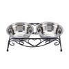 Stainless Steel Double Dog Cat Food Water Bowls Feeder Dishes Shelf Stand