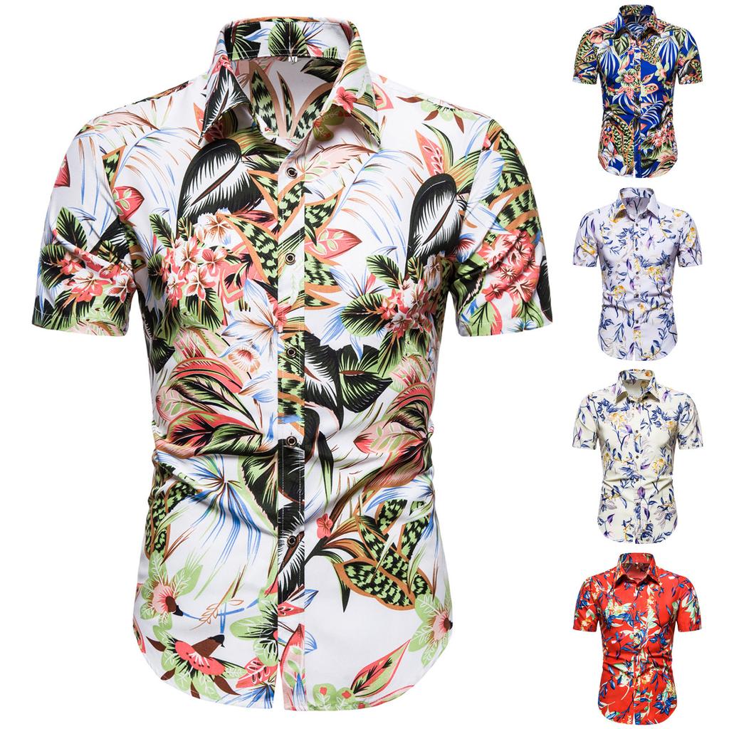 Męska letnia koszula z krótkim rękawem z nadrukiem Stylowa i wygodna bluzka