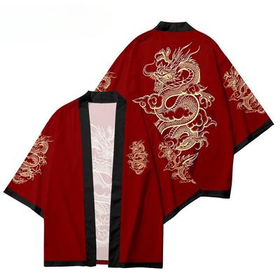 Stile cinese Drago Totem Mantello taoista Mantello Cardigan giapponese stampato in 3D Kimono Camicia da notte