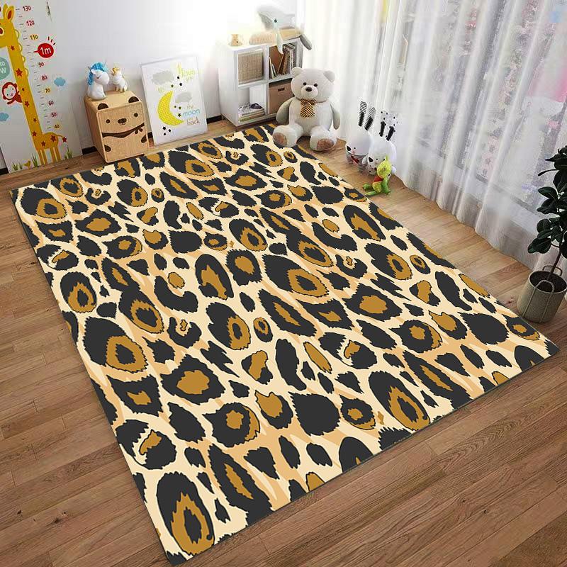 Leopard Print Carpet Pattern with Distressed Brown Spots and Beige Background Style Suitable for Use As an Anti-slip    for    Room and Bedroom Sofas