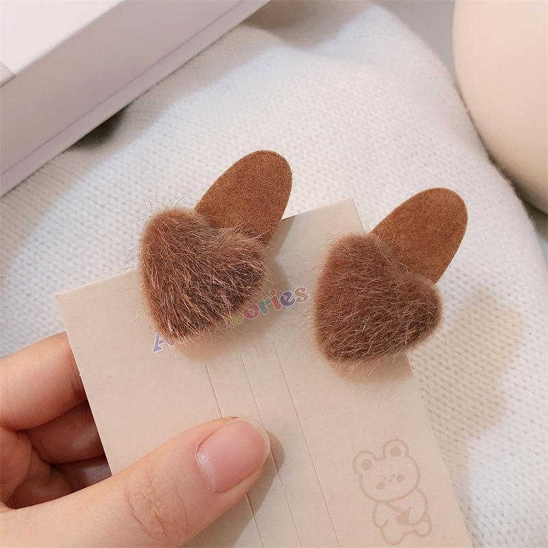 

2pc Cute Pink Heart Velvet Hair Side Clips Claws Hairpin for Girls Women Kids Children Gift Party Hair Accessories Ornemen