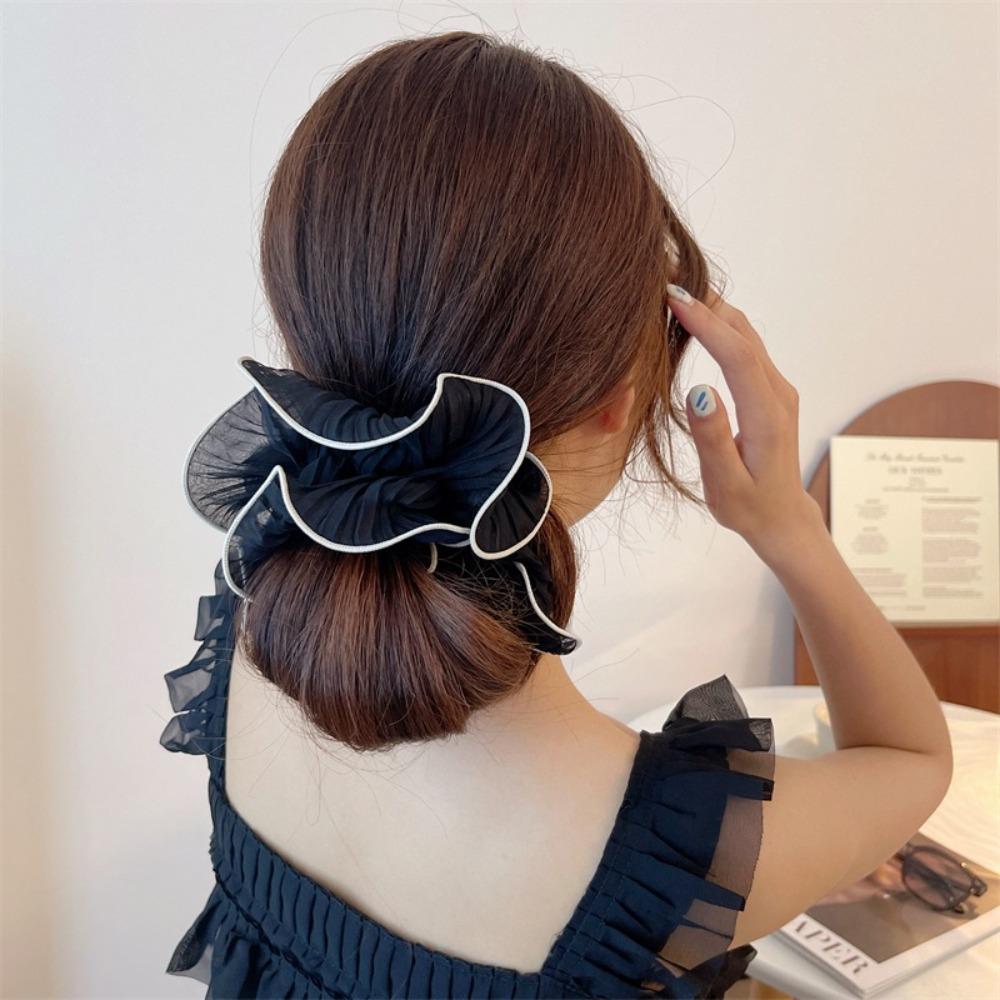 Ponytail Holder Chiffon Hair Scrunchies Wrinkle Large Intestine Exaggerated Hair Band Ladies