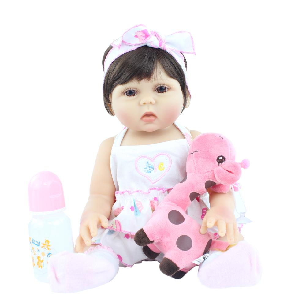 

BZDOLL 48 CM Full Body Vinyl Reborn Doll Like Real 19 inch Princess Babies Birthday Gift Girls Bathe Play House Toy vinyl body doll