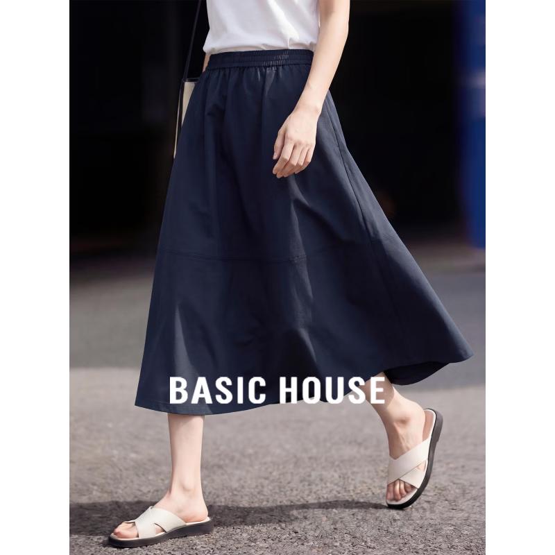 Basic House Women s A-Line High-Waist Midi Skirt M