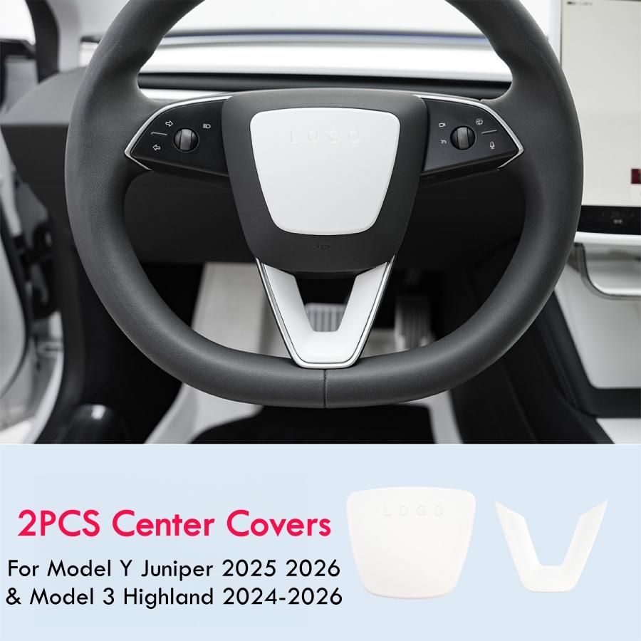 For Tesla Model Y Juniper 2025 2026 Steering Wheel Cover Model 3 Highland Matte White Steering Wheel Trim Kit Protector Accessor