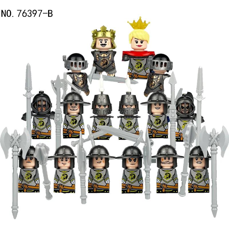MOC Mittelalterliche Burg Grüner Drachenritter Figuren Bausteine Antiker Römischer Soldat Waffe Schild Kriegspferd Jungen Spielzeug Geschenk K149