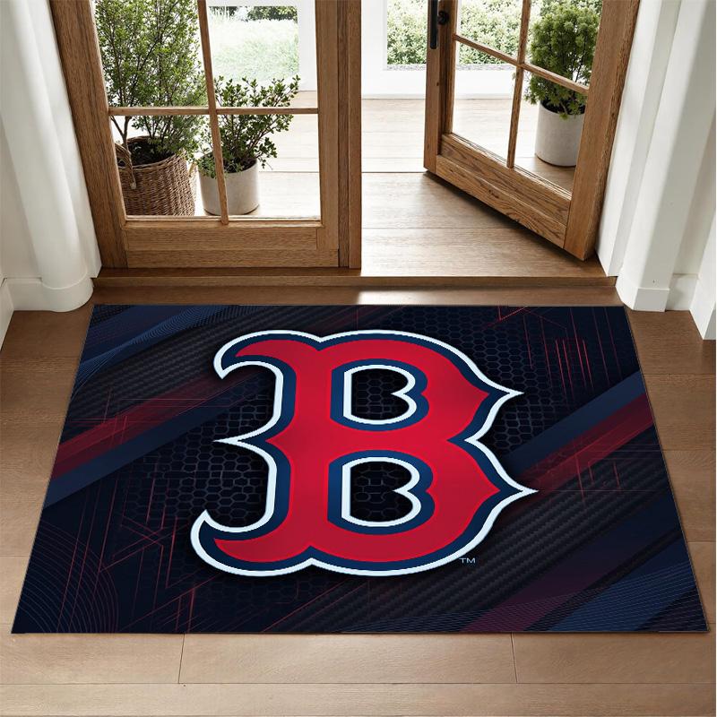 Boston Red Sox Design Kristall-Samt Teppich Weiche Dekorationsmatte für Schlafzimmer Eingang