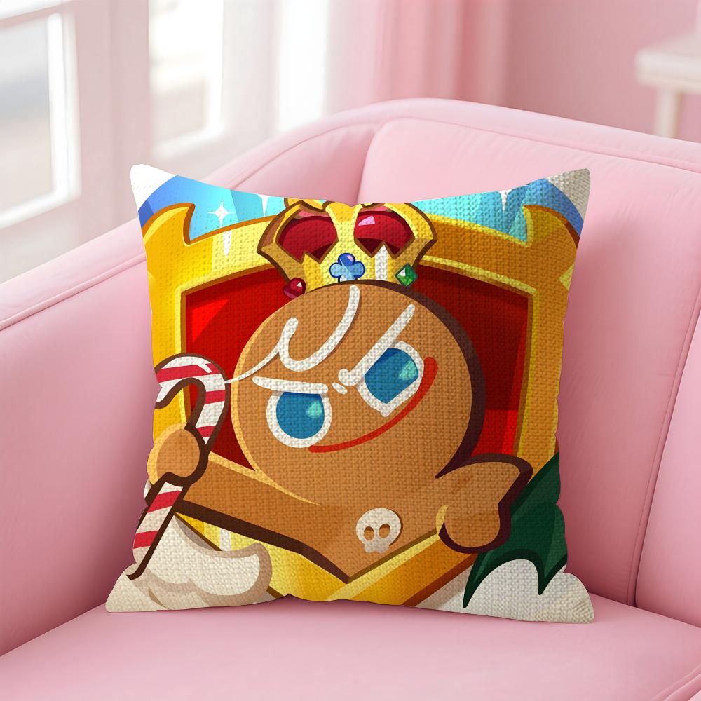 Game CCookie Run Kingdom Cushion Cover Natural Linen Pillow Case DoubleSided Print Decorative Sofa Pillowcase Home Decor Gift