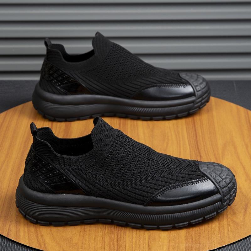Men's Shoes New Autumn and Winter Breathable Casual Men's Driving Shoes Thick-soled Heightening Dad Shoes Flying Woven Mesh Trendy Shoes