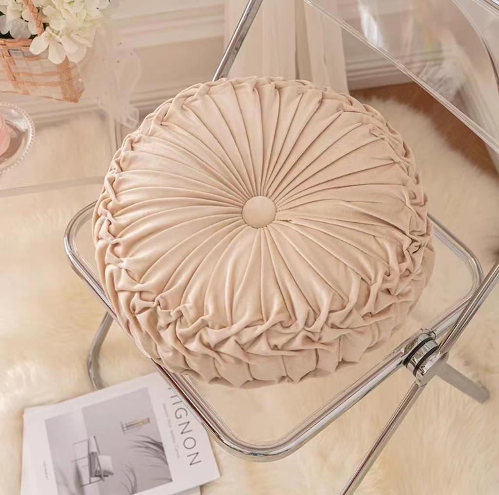 Nordic Pumpkin Pleated Round Throw Pillow Cushion for Sofa & Living Room