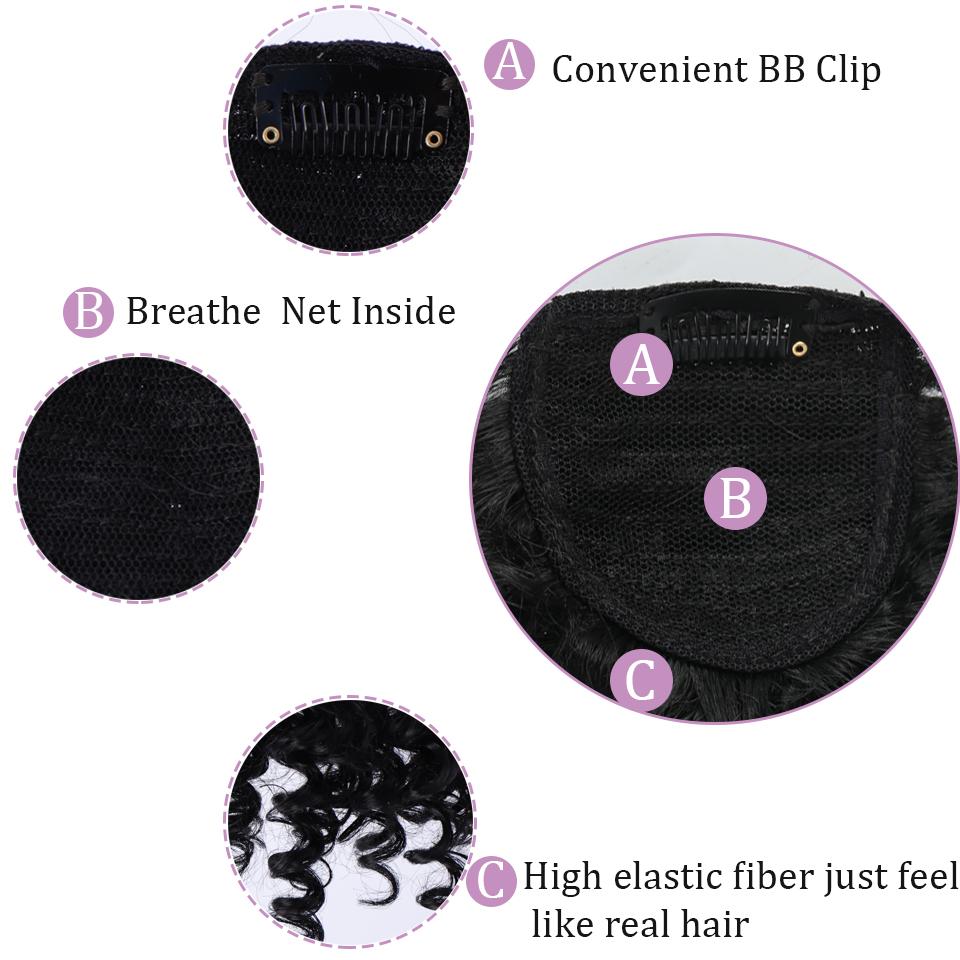 Fałszywe kręcone grzywki klipsy w treski z naturalnym czarnym żaroodpornym włóknem syntetycznym przedłużanie włosów dla kobiet