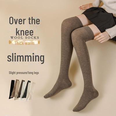 Women's Autumn & Winter Over-the-Knee Non-Slip Slimming Thigh-High Socks - Japanese Style Solid Color Cotton.