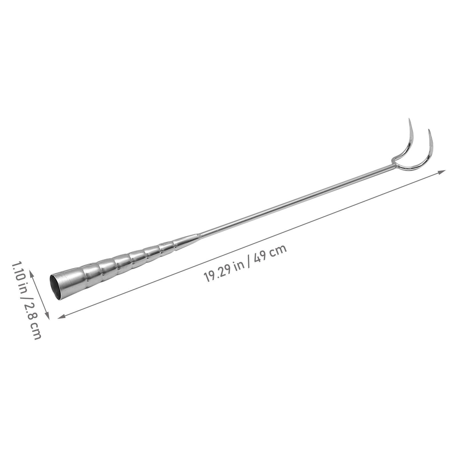 

1Pcs Stainless Steel Meat Hook Long Handle Bbq Grill Turner Sharp Double Claw Food Turner Hook Kitchen Supplies Barbecue Tool