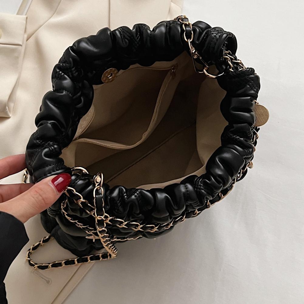 Dámská taška pro dojíždění Jednobarevná PU prošívaná sedlová taška Všestranné stylové stahovací ležérní kabelky