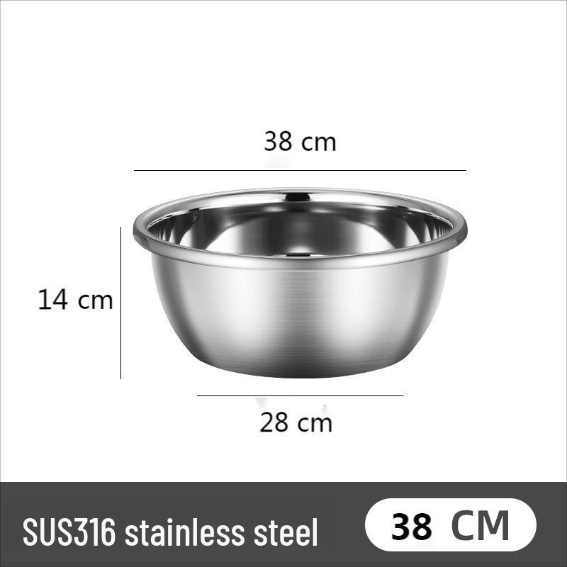 German Stainless Steel Bowl Set for Vegetable Washing, Egg Beating, Dough Kneading, and Cooking - Free Shipping