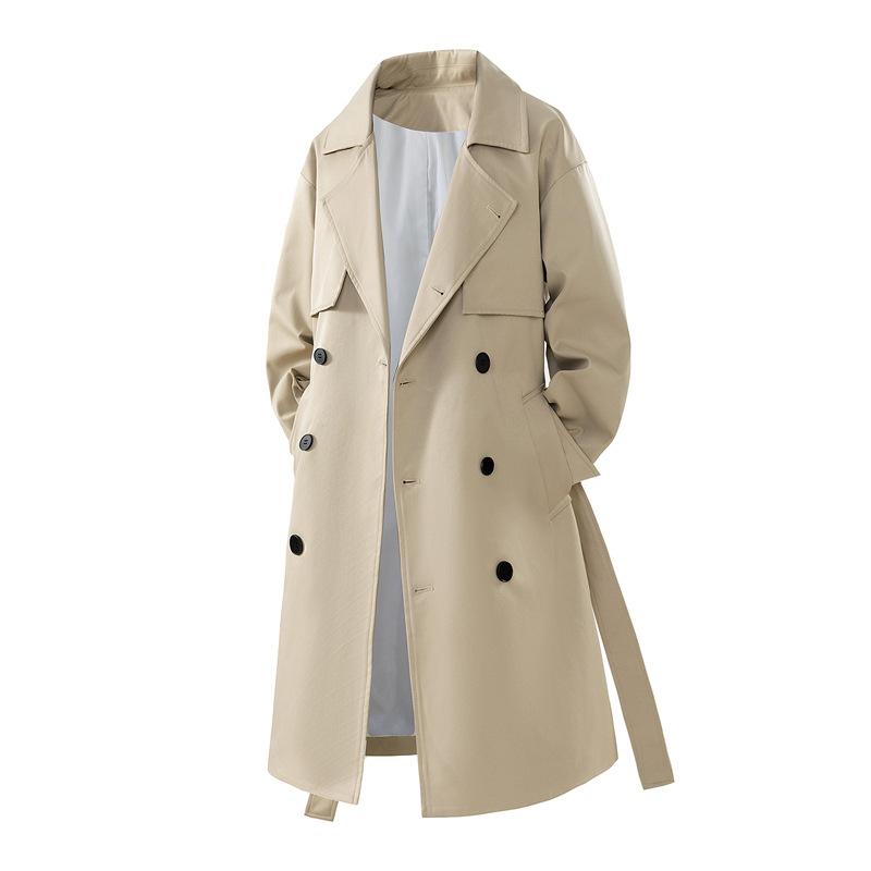 

Men Mid-length Windbreaker Hip Hop Autumn Trench Coat Cardigan Men Spring Coat Turn-down Collar Men Autumn Coat for Street S хаки