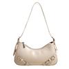 New Retro Solid Color Belt Zipper Fashion Shoulder Underarm Bag Premium Feeling Baguette Bag Messenger Bag