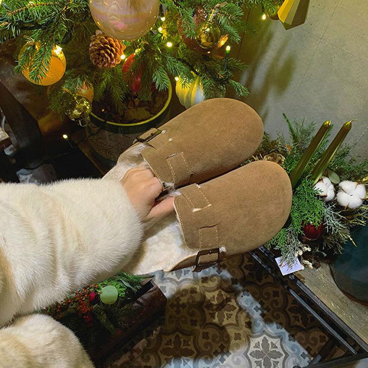 

Boken shoes with wool and thickened leather fur shoes to wear outside 2025 winter big head shoes retro Japanese shit-feeling cotton shoes 40