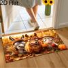 Harvest Wheat Corn Pumpkin Farm Animal Doormat Suitable for Entryway, Non-Slip Machine Washable Rug with Wheat Ear & Corn Design, Rustic Farmhouse Mat
