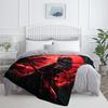 1pc Samurai Warrior Red Moon Fleece Blanket Flannel Throw Japanese Anime Art Bed Cover Ninja Sword Warrior Decor Gift