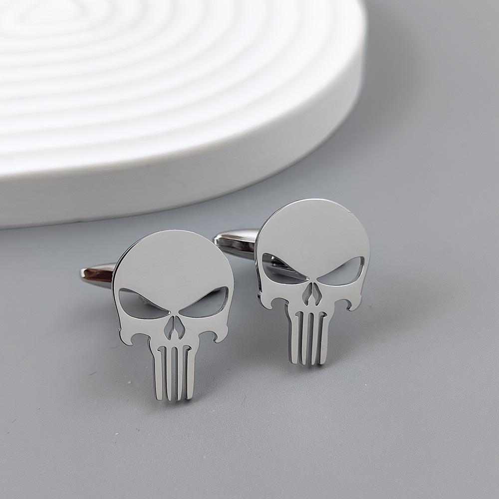Punisher Skull Gold-plated Badge, Suit Lapel Pin Stainless Steel Black, Anti-exposure Buttons for Women, Brooch for Men